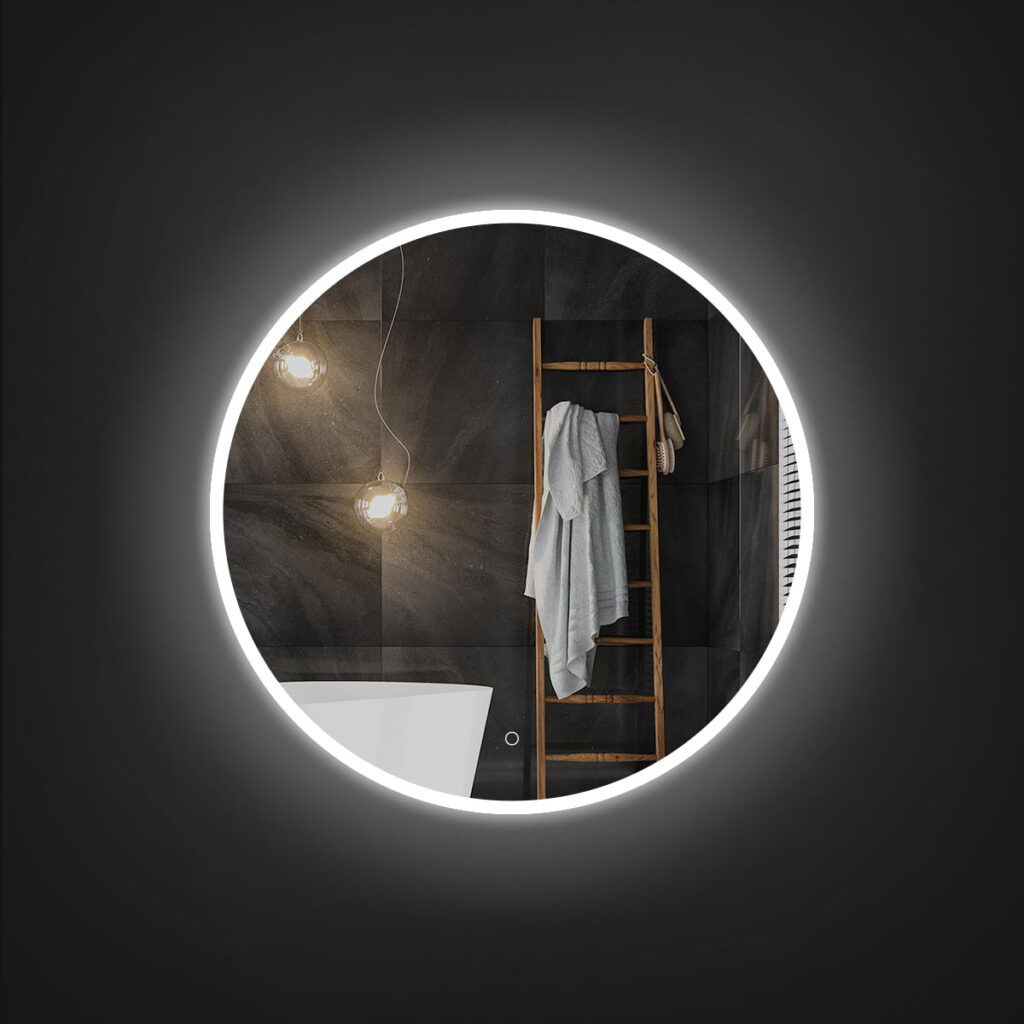 RENE 900mm Rund spegel / LED-ljus på framsidan – Skandi Mirror